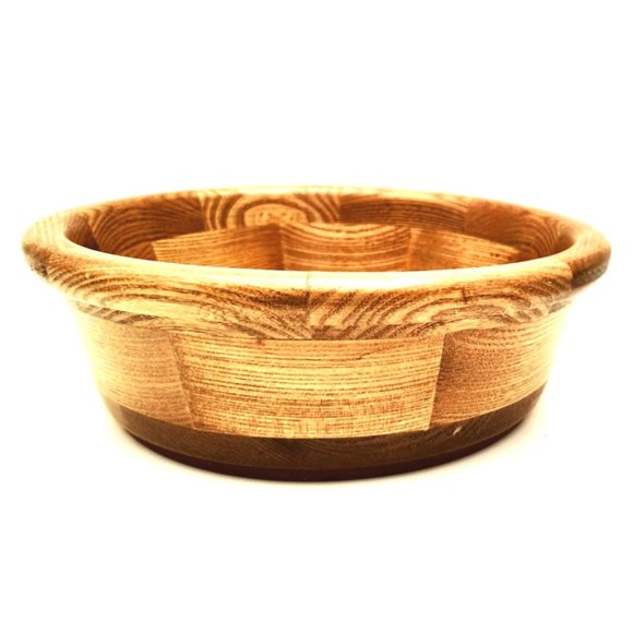 Handcrafted Wooden Bowl Wayne J. McMinn Pennsylvania Oak Marquetry Serving VTG - Picture 4 of 7